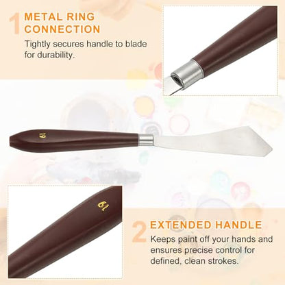 HARFINGTON 2pcs Palette Knife Painting Tool 3.7" x 0.94" Stainless Steel Art Spatula Pallet Knives Scrapers Tools with Plastic Handle for Acrylic Oil Canvas Mixing Spreading, Red/Silver