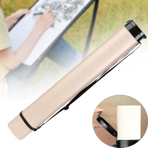 HouseVibe Extendable Poster Tube Telescoping Document Holder Blueprint Storage Case for Maps Painting Paper Art Supplies (1 Tube)- Beige - color: Beige