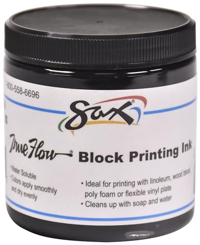 Sax True Flow Water Soluble Block Printing Ink, 8 Ounce Jar, Black - 461924