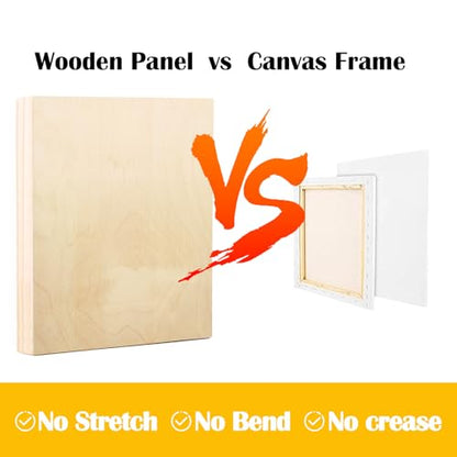 Falling in Art 2 Pack Unfinished Wooden Canvas Panels, 9x12 Gallery Birch Wood Panels Kit, 1 1/2" Deep Art Cradle Boards for Acrylic Painting, Pouring and Burning - size: 9*12 2 Pack