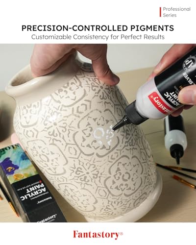 Fantastory Professional Deep Hue Acrylic - Blue (150ml/5oz) - Extreme Coverage + Precise Color Matching, Recommended by Professionals for Canvas/Wood/Clay/Fabric/Ceramic - style: 150ml Blue Color