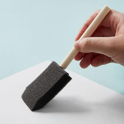8 Pcs Assorted Size Foam Paint Brushes Wooden Handle Sponge Paint Brushes Touch up Sponges Craft Staining Brushes Painting Applicator Brush Acrylic Painting Sponges for Varnishes Glue