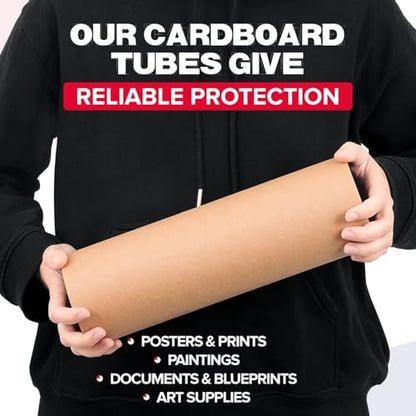 4" x 12" Heavy Duty Reinforced Kraft Paper Mailing Tube, Pack of 6 Tubes with 12 Caps – Secure USPS Approved Poster Tube – Made in USA Cardboard Tube for Shipping and Storing Posters, Prints, Artwork - size: 4" x 12", style: 2X Heavy-Duty