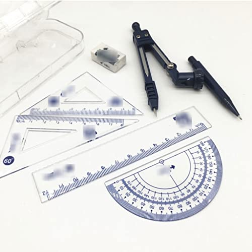 Drawing Compass Drafting Tools Compass Set 7-Piece Set Student Drawing Learning Stationery Ruler Triangle Plate Protractor Student Supplies Math Ruler Kit