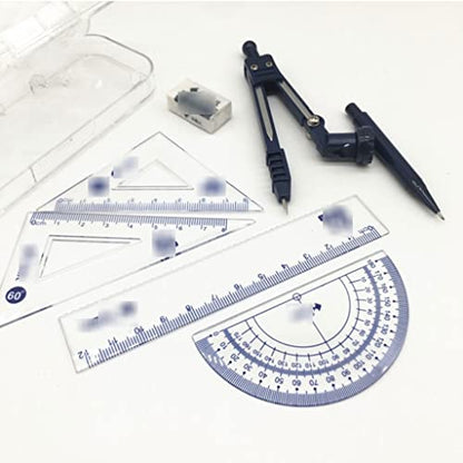 Drawing Compass Drafting Tools Compass Set 7-Piece Set Student Drawing Learning Stationery Ruler Triangle Plate Protractor Student Supplies Math Ruler Kit