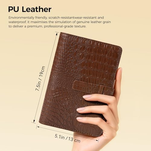 Lightwish Watercolor Sketchbook 100% Cotton, 300gsm (140lb) - 6.69" x 3.94" Hot Press Watercolor Paper Journal Notebook - 20 Sheets with PU Leather Cover for Drawing Mixed Media - color: Brown Faux Crocodile Texture