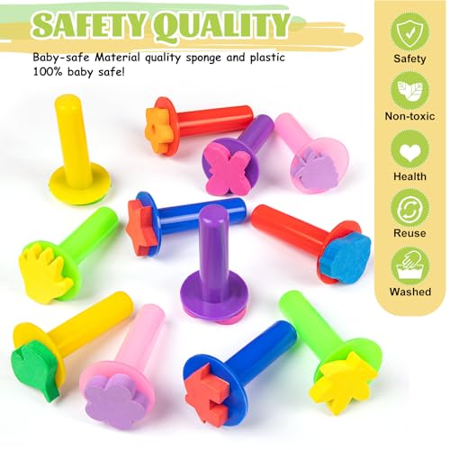 24Pcs Paint Stamps for Kids, Sponge Brushes for Painting, Sponge Foam Stamps for Early Learning Finger Paint Sponge Brushes Foam Art Drawing Tools - style: 3F-StamperSponge24PCS