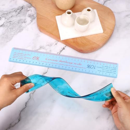 2pcs Ceramic Shrinkage Scale Ruler, Professional Ceramic & Pottery Clay Measuring Rulers with Standard Ruler for Artists & DIY Modeling Carving Shaping Tools Supplies
