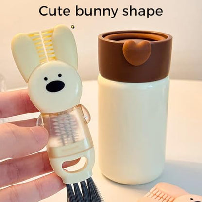 3PCS Cup Lid Cleaning Brush, 3 in 1 Cup Lid Gap Cleaning Brush Set, Bottle Cleaning Brush for Tight Spaces Multifunctional Portable Cup Lid Cleaner Home Kitchen Cleaning Tools (Rabbit) - color: Rabbit