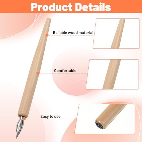 11 PCS Dip Pen Nibs, Calligraphy Nibs with Wooden Pen Holder, Dip Pens Nib Oblique Calligraphy Pens for Drawing Sketching Writing Ink Signing
