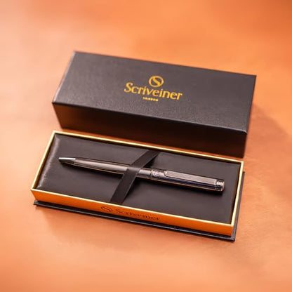 Scriveiner Gun-Metal Lacquer Ballpoint Pen - Stunning Luxury Pen, Schmidt Black Refill, Best Gift Set for Men & Women, Professional Executive Office, Nice Fancy Designer Pens - color: 21. Gun-Metal
