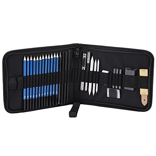 33pcs Professional Sketching Drawing Pencils Kit Set Art Supplies Students Painting Tools and Kit Bag Graphite Charcoal Pencils Set