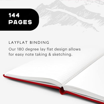 Stone Journal Chef Notebook – 13 × 21 cm Waterproof Paper, 144 Pages, Half Lined & Half Blank, Vegan Leather Hardcover, Kitchen Conversions, Premium Journal (Red) - color: Red
