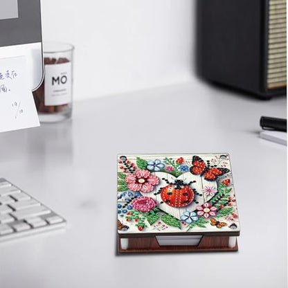 JISHSHAY 2 PCS Diamond Art Note Box Ladybird Diamond Painting Note Pad Holder Animal Gem Painting Gem Art Memo Boxes Mosaic Kits for Adults Embroidery Kit Memo Pad Holder, Contains 120 Sheets of Paper - color: Ladybird