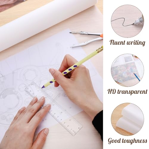 Tracing Paper Roll 12in x 25yd, White Trace Paper Pattern Paper Translucent Tracing Paper for Sewing, Drawing, Sketching, Gift Wrapping | Smooth, tear-resistant paper; clear tracing for sewing, sketching, drafting, and gift wrapping - size: 12in x 25yd