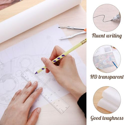Tracing Paper Roll 12in x 25yd, White Trace Paper Pattern Paper Translucent Tracing Paper for Sewing, Drawing, Sketching, Gift Wrapping | Smooth, tear-resistant paper; clear tracing for sewing, sketching, drafting, and gift wrapping - size: 12in x 25yd