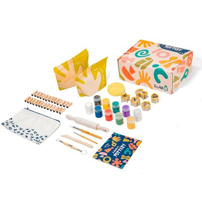 Sculpd - The Original Kids Pottery Kit, Air-Dry Clay Starter Kit for Kids Age 4 to 6, Air Dry Clay with 10 Colour Paint Set, Paintbrushes, Tool Set, Alphabet Stampers, Sponge and Step-by-Step Guide