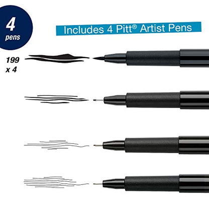Faber-Castell PITT Artist Pen Manga Drawing Set 167132 - style: 4 Manga Black (B,F,S and XS Nibs)