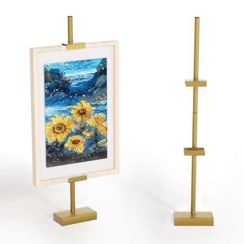 Adjustable Tabletop Easel Stand for Picture Frames Up to 29"H, Picture Frame Stand Frame Holder Table Easels for Display, Metal Table Top Easel Display Stand for Frame, Artwork, Canvas (Gold) - color: Gold