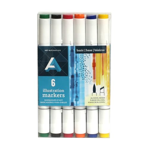 Art Alternatives Illustration Marker, 6-Marker Set, Primary Colors - color: 6-Primary, style: SET