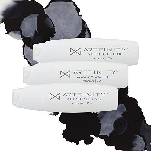 Artfinity Alcohol Inks 3 Pack - Vibrant, Professional, Dye-Based Alcohol Inks for Artfinity Alcohol Markers, Artists, Drawing, & More! - Cold Black CG10 - color: Cold Black Cg10