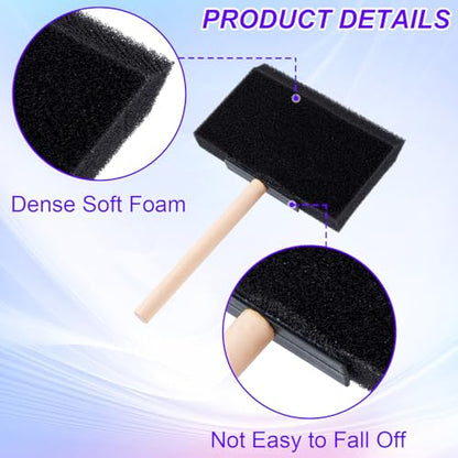 HINZIC 4 Pcs 4 inch Foam Paint Brushes Black Sponge Brushes Wood Handle Foam Brushes for Painting Varnishes DIY Craft Projects - size: 4 inch