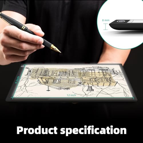 ME456 Rechargeable A4 Light Drawing Board, Lithium Battery Powered Light Pad, Adjustable Brightness LED Tracing Light Box Ideal for Diamond Art, Weeding Vinyl, Viewing Slides, Stenciling - style: A4 Rechargeable