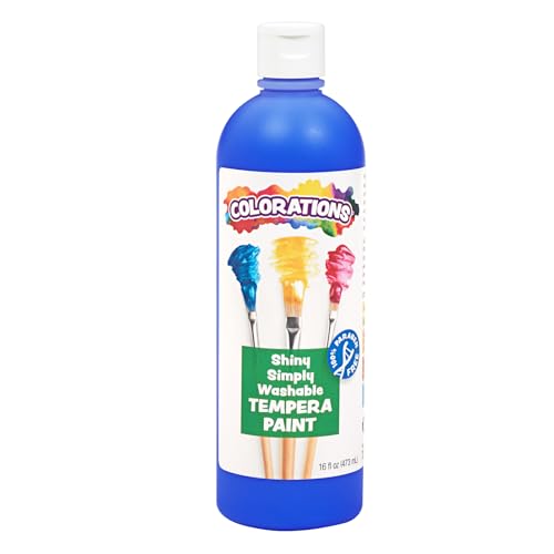 Colorations Washable Tempera Shiny, Metallic Effect Paint, 16 fl oz, Black, Non Toxic, Vibrant, Bold, Kids Paint, Craft, Hobby, Fun, Art Supplies, Blue (SSWTBL) - color: Blue