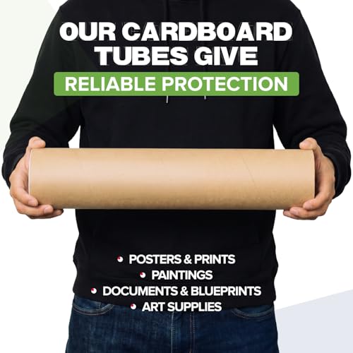4" x 18" Reinforced Kraft Paper Mailing Tube, Pack of 6 Tubes with 12 Caps – Secure USPS Approved Poster Tube – Made in USA Cardboard Tube for Shipping and Storing Posters, Prints, Artwork - size: 4" x 18", style: Standard Duty