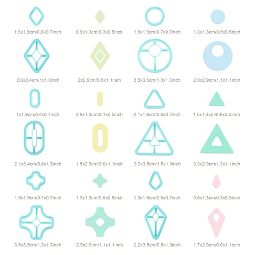 ORIGACH 22 Pcs Geometric Clay Cutters, Boho Studs Polymer Clay Cutters Set Different Geometrical Shapes for Earring Making - style: Basic Geometric