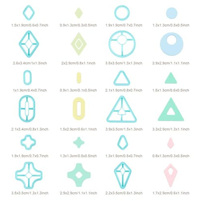 ORIGACH 22 Pcs Geometric Clay Cutters, Boho Studs Polymer Clay Cutters Set Different Geometrical Shapes for Earring Making - style: Basic Geometric
