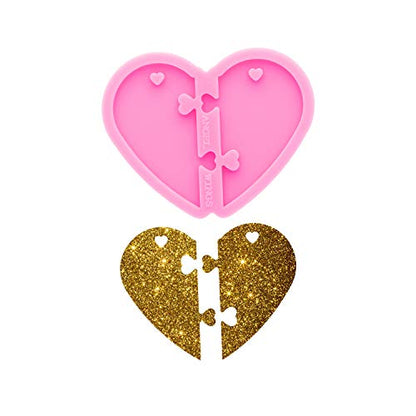 64Pcs Heart Silicone Keychains Molds Set- 4Pcs Different Heart Silicone Molds Epoxy Resin Mold, with Key Rings & Jump Rings for DIY Keychain Pendant, Necklace Jewelry Making Craft