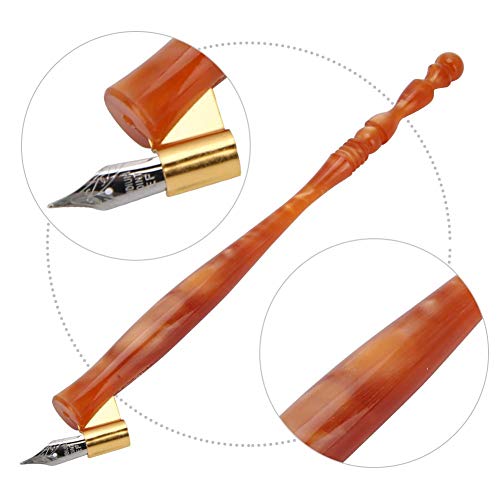 Calligraphy Oblique Nib Pen Point Holder, English Calligraphy Pen Nib Holder Antique Copperplate Script Handed Dip Pen + 6 Flat Nibs(1)