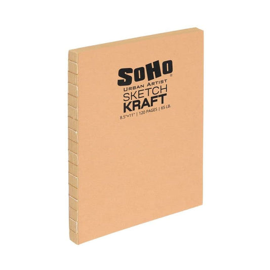 SoHo Urban Artist Open Bound Sketch Pads - Open Coptic Bound Sketch Pads for Drawing, Calligraphy, Any Dry Media, & More! - [Kraft - 8.5x11 - Single] - color: Kraft, size: 8.5x11" - Single