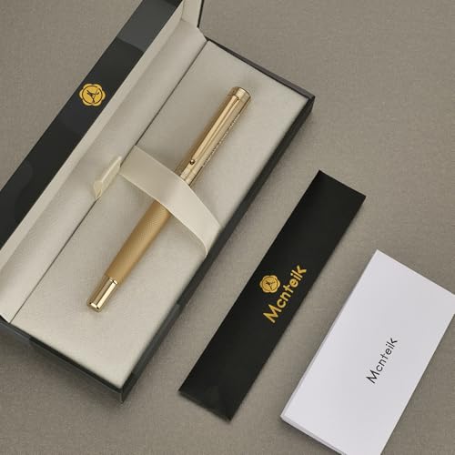 MCNTEIK Gold Personalized Rollerball Pen, Stunning Luxury Pen with Mesh Texture Design and 24K Gold Finish, Fancy Gift Set for Men & Women, Business Signature, Executive, Office,Fancy Designer Pens - color: ,Gold(Personalized)