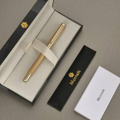 MCNTEIK Gold Personalized Rollerball Pen, Stunning Luxury Pen with Mesh Texture Design and 24K Gold Finish, Fancy Gift Set for Men & Women, Business Signature, Executive, Office,Fancy Designer Pens - color: ,Gold(Personalized)