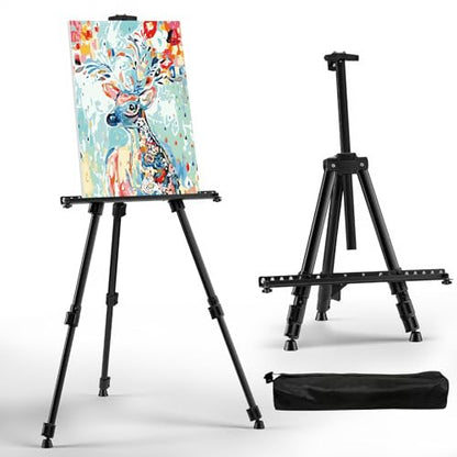 Art Easel for Painting and Display – Adjustable Floor 66 Inch Folding Metal Easel Stand for Sign - Table Top Canvas Stand - Portable Drawing Paint Heavy Duty for Artists Adults Holder or Teen - style: 66B 1-Pack