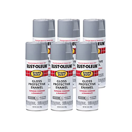 Rust-Oleum 7786830-6PK Stops Rust Spray Paint, 12 oz, Gloss Smoke Gray, 6 Pack - color: Gloss Smoke Gray, size: 12 Ounce (Pack of 6)