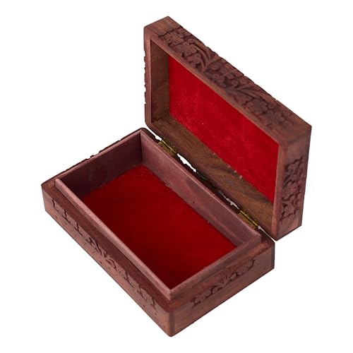 GURU JEE Wooden Indian Handmade Carving Box Tree of LifeTrinket Box Wood Jewelry Organizer Keepsake Box Perfect Gifts For Women 8x5x2.5 Inch - color: Tree Of Life_8X5