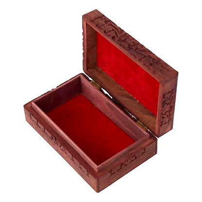 GURU JEE Wooden Indian Handmade Carving Box Tree of LifeTrinket Box Wood Jewelry Organizer Keepsake Box Perfect Gifts For Women 8x5x2.5 Inch - color: Tree Of Life_8X5