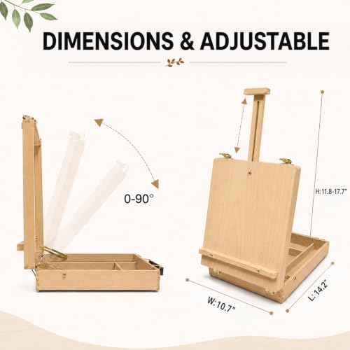 Table Easel Sketchbox Easel with Paint Brushes for Painting | Tabletop Easel Easy to Store Art Easel for Beginners Art Lovers - color: Sketchbox Easel