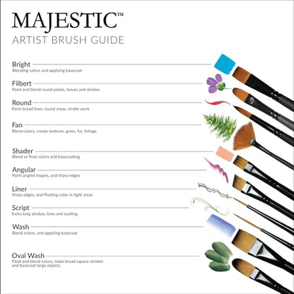 Majestic Royal & Langnickel Standard Handle Round Artist Brush Set for All Water-Based Mediums, 13pc - size: 1/4 inch to 1.5 inches, small, medium, large