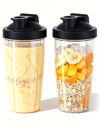 ICUCINA - 28 Oz Blender Cup Replacement with To-Go Lids, Cups for Protein Shakes, BPA Free Smoothie Cups (Pack of 2) - size: 28 Ounces