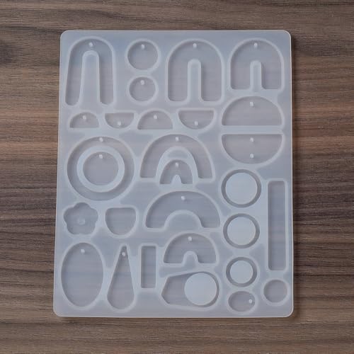 1PC Assorted Irregualr Pendant Silicone Molds Bohemian Style Resin Epoxy Casting Molds for Earring Necklace Keychain Charms Pendants Jewelry Making DIY Gem Cabochon Craft Supplies White 162x128x4mm - color: White-20