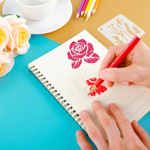 Ymapinc 20 Pcs 2.95 Inch Flower Stencils for Crafts, Rock Painting, Home Decor
