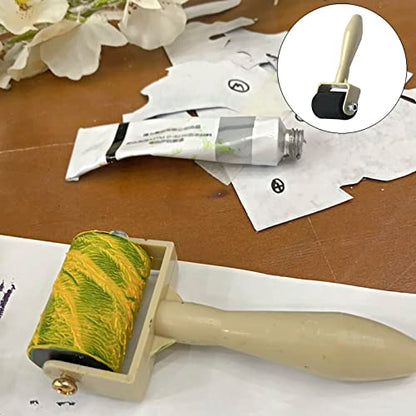3 Pack Rubber Brayer Roller,1.4/2.4/4 Inch Hard Rubber Brayer Rollers,Art Craft Roller for Printmaking,Ink,Wallpapers Stamping Gluing