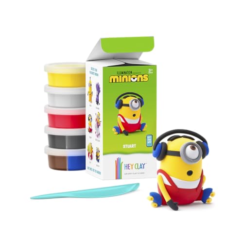 HEY CLAY Minions - Colorful Modeling Air Dry Clay for Kids - Air Dry Clay Kit 5 Cans and Sculpting Tools with Fun Interactive Instructions App - Age 3 and up (Stuart) - style: Stuart