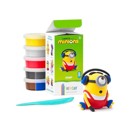 HEY CLAY Minions - Colorful Modeling Air Dry Clay for Kids - Air Dry Clay Kit 5 Cans and Sculpting Tools with Fun Interactive Instructions App - Age 3 and up (Stuart) - style: Stuart