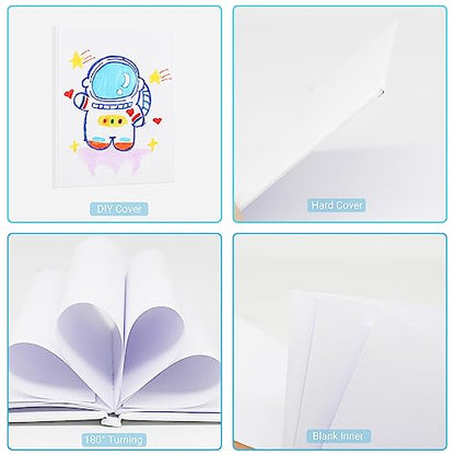 zmybcpack 12 Pack Small White Hardcover Blank Book 4.3x5.5 inch, Hardcover Blank Book for Kid to Write Stories, Draw Sketchbooks (White, 22 Sheets/ 44 Pages Each - size: 4.3x5.5 "(12 pack)