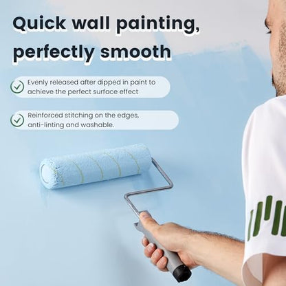 VOOMEY Paint Roller Covers, Microfiber Paint Roller 9 Inch, 3/8 Nap Roller 9 Inch,Pack of15, Paint Supplies for Painting Walls - size: 9 inch 15pcs